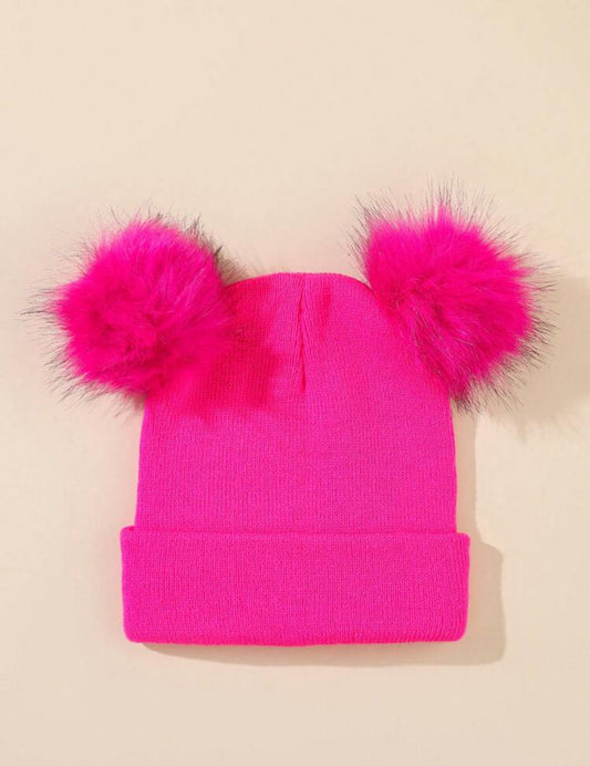 Gorro rosa fucsia con pompón